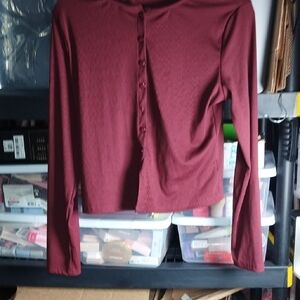 Chic Maroon Button-Down Shirt for Women